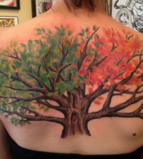 Oak tree back tattoo