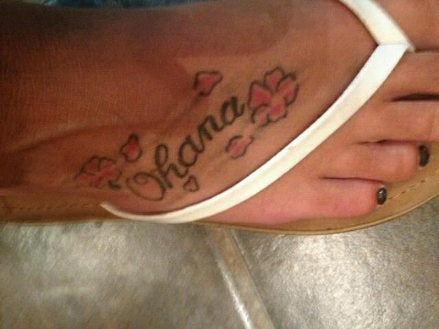 Ohana and flowers tattoo