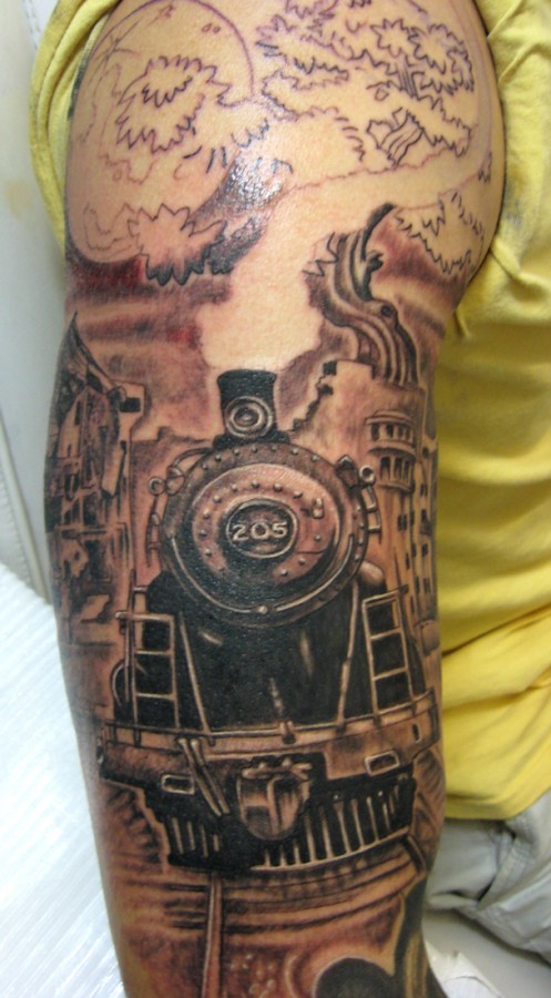 Old train arm tattoo