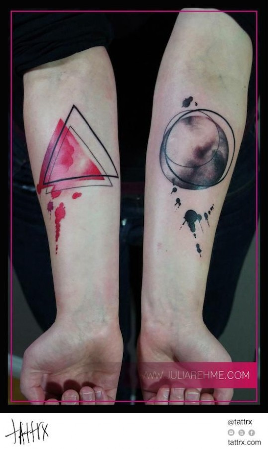 Owal black and red triangle tattoo