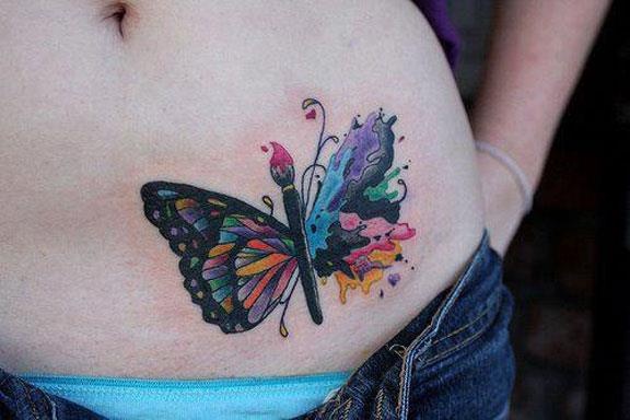 Paint brush butterfly tattoo
