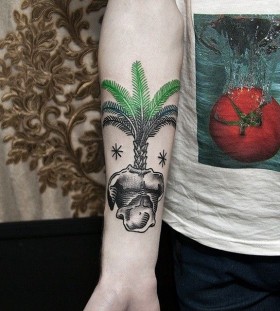 Palm tree tattoo by Dase Roman Sherbakov