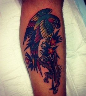 Parrot and monkey tattoo by Charley Gerardin