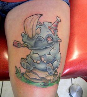 Party rhino leg tattoo
