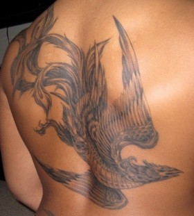 Phoenix back tattoo by David Allen