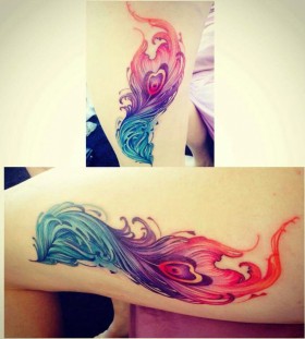 Phoenix feather watercolour tattoo