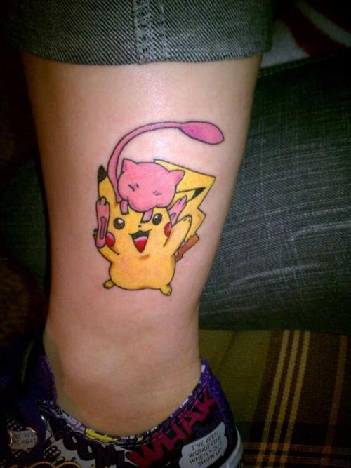 Pikachu and Mew Pokemon tattoo