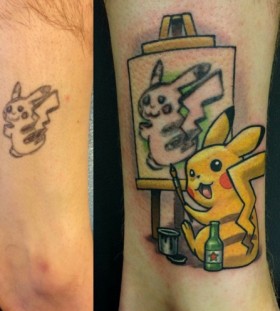 Pikachu cover up Pokemon tattoo