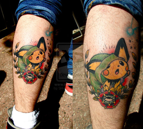 Pikachu cute Pokemon tattoo