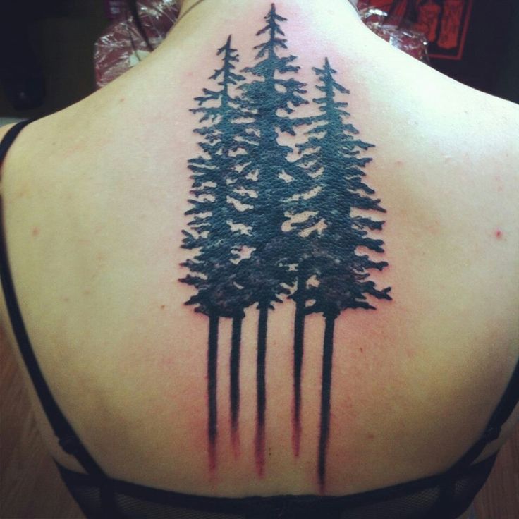 Pine tree back tattoo
