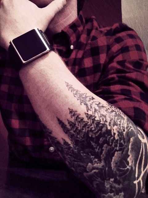 Pine tree forest tattoo