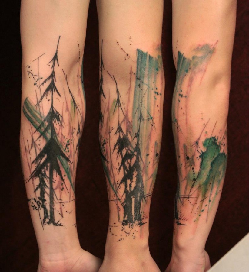 Pine tree tattoo design