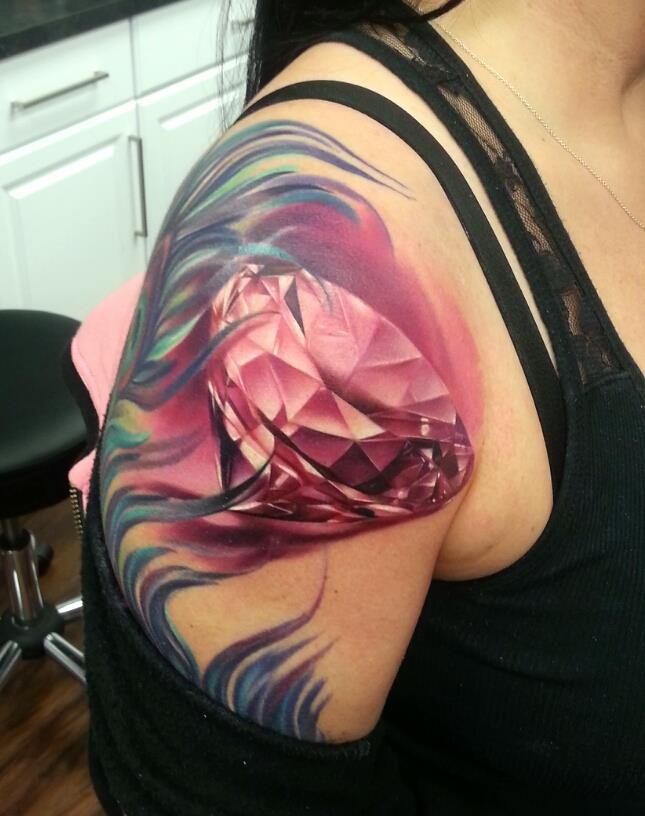 Pink diamond tattoo by Kyle Cotterman, Tattoos by Kyle Cotterman.