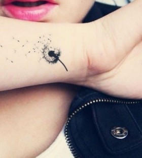 Pink lips with wrist tattoo