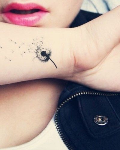 Pink lips with wrist tattoo