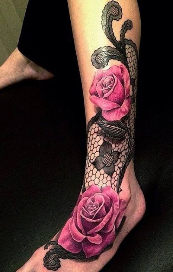Pink pretty lace tattoo