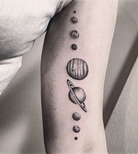 Planets tattoo by Rebecca Vincent