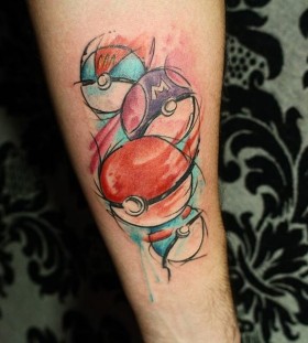 Pokeball watercolor Pokemon tattoo