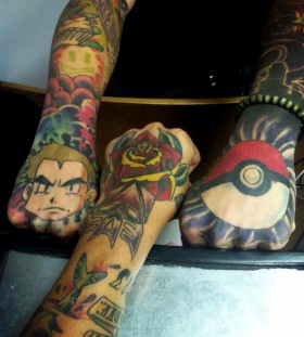 Pokemon full arm tattoos