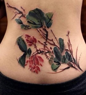 Pretty branch tattoo by Chen Jie