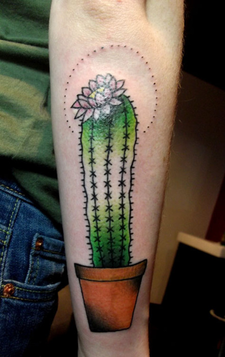Pretty cactus arm tattoo
