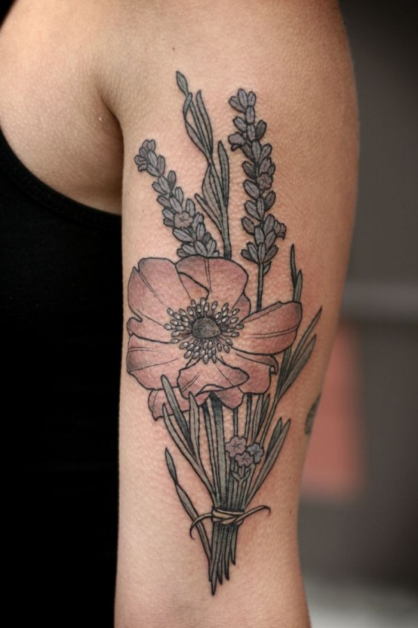 Pretty flower tattoo by Kirsten Holliday