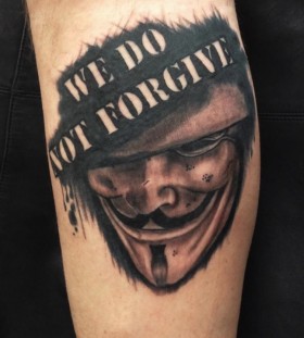Quote and mask of V tattoo