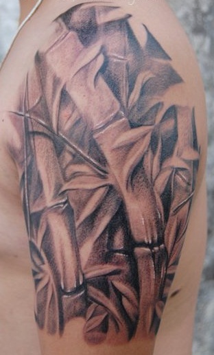 Realistic bamboo tree arm tattoo