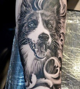 Realistic dog tattoo by Elvin Yong