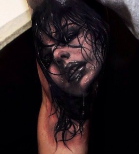 Realistic lady tattoo by Riccardo Cassese
