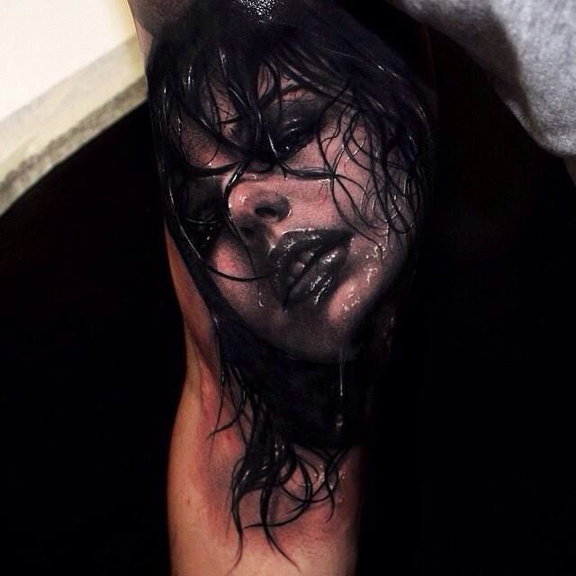 Realistic lady tattoo by Riccardo Cassese