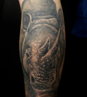 Realistic rhino leg tattoo