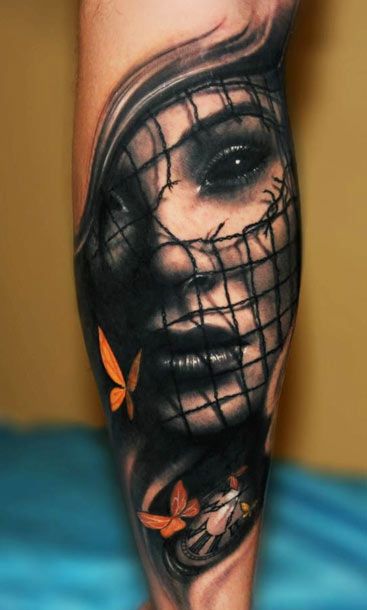 Realistic woman tattoo by Riccardo Cassese