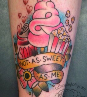 Red heart and ice cream tattoo by lauren winzer