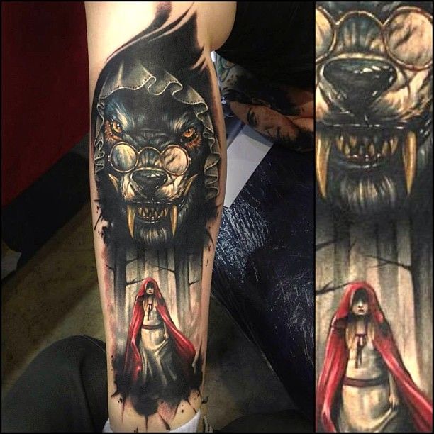 Red riding hood tattoo by Benjamin Laukis