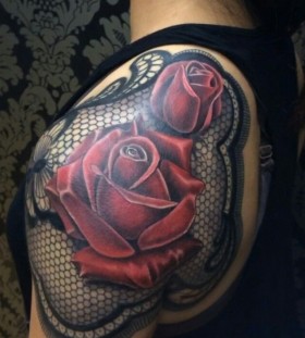 Red roses tattoo by Jon Mesa