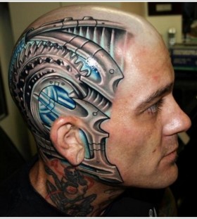 Robot face tattoo