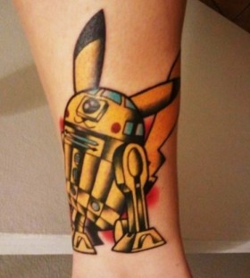 Robot pikachu tattoo