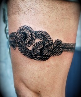 Rope knot leg tattoo
