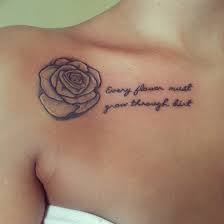Rose and quote tattoo