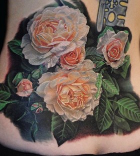 Rose bush tattoo by Phil Garcia
