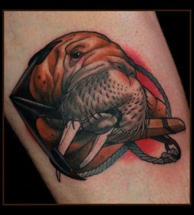 Sad walrus tattoo