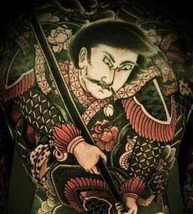 Samurai full back tattoo