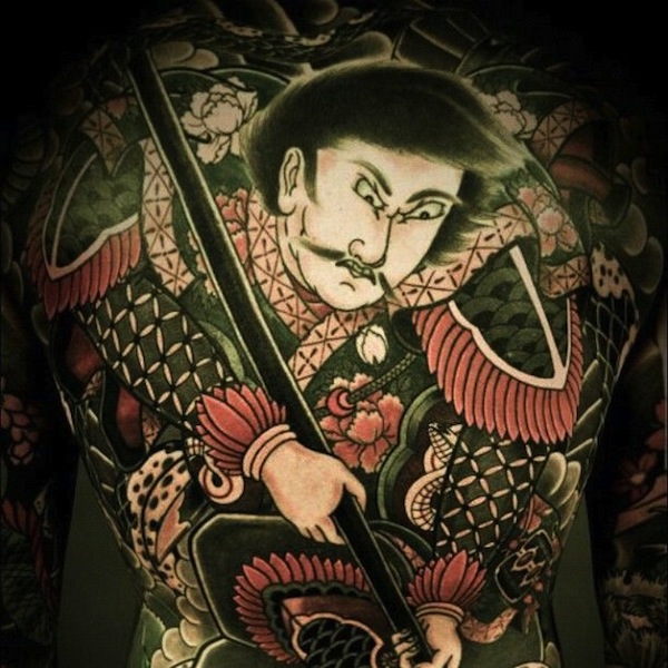 Samurai full back tattoo