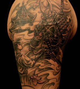 Samurai with armour tattoo
