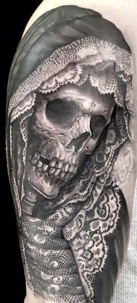 Santa Muerte skull tattoo
