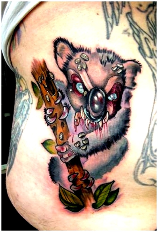 Scary koala bear tattoo
