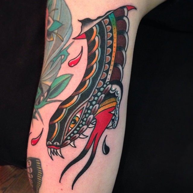 Scary snake tattoo by Nick Oaks