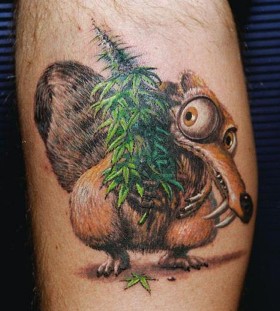 Scrat holding herbs tattoo