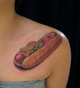 Shoulder sandwich food tattoo